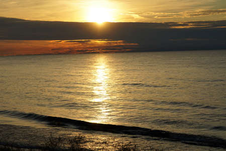 Sunset on Great Lakeの写真素材