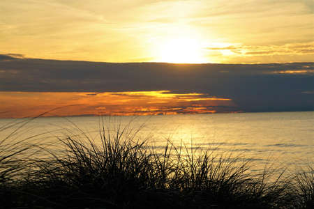 Sunset on Lake Michiganの写真素材