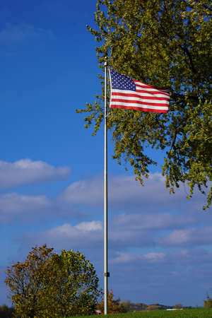 Stars and Stripes on a Hillの写真素材
