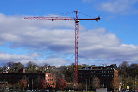 Big Red Crane in the Skyの写真素材