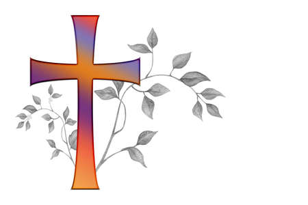 Cross with leavesの写真素材
