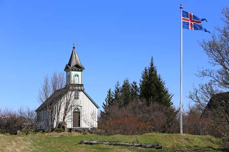 Small old chapel in Thingvellir, Icelandの写真素材