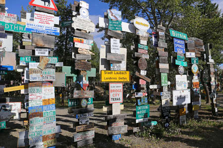 Sign Post Forest in Watson Lake, Yukon, Canadaのeditorial素材