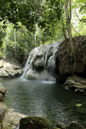 Casacadas Calientes El Paraiso at the Lake Izabal in Guatemaleの写真素材