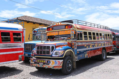 Chicken bus Antigua in Guatemala - May 2015のeditorial素材
