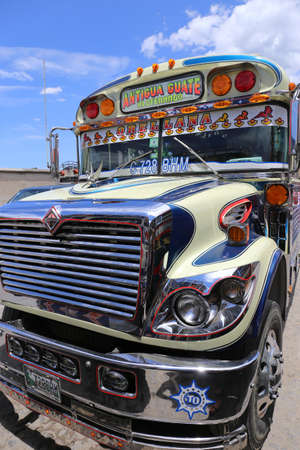Chicken bus Antigua in Guatemala - May 2015のeditorial素材