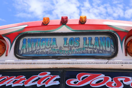 Chicken bus Antigua in Guatemala - May 2015のeditorial素材