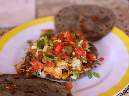 Typical delicious corn tortillas from Guatemala, Central America pupuseria, pupusasの写真素材