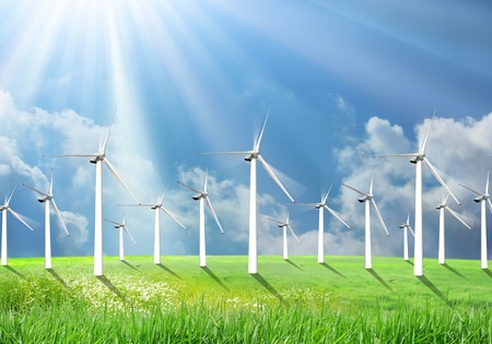 Renewable energy by wind farm: a group of wind turbines
