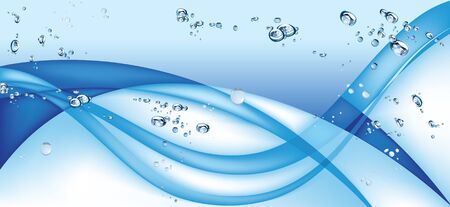 Abstract blue gradient background with wave and bubblesのイラスト素材