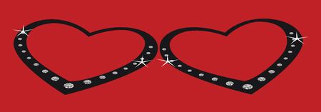 Two hearts with diamond on the red backgroundのイラスト素材