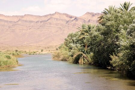 Morocco: Draa river landscape in the South of Morocco. Draa is the Morocco's longest riverの写真素材