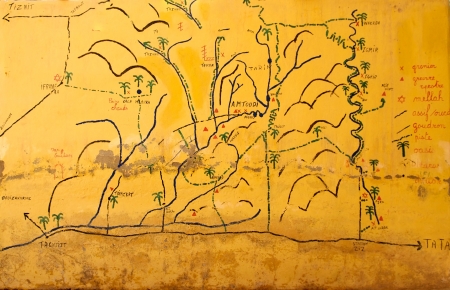 Morocco: Amtoudi valley map painted on the rockのeditorial素材