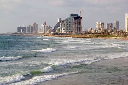 Jaffa, Israel, June 13, 2013  Tel Aviv skyline view from Jaffa and seascapeのeditorial素材