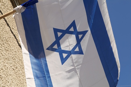  Israel flag on the blue background