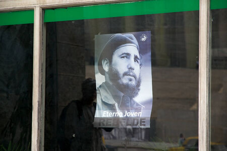 Havana, Cuba, January 4, 2014  cuban propaganda, Fidel Castro, of the Young Comunist League, along...