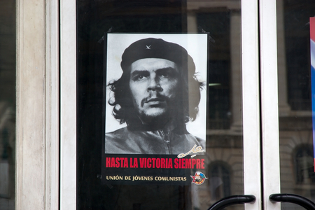 Havana, Cuba, January 4, 2014  cuban propaganda, Che Guevara, of the Joung Comunist League, along...