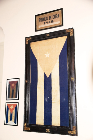 The first Cuban flag at the Palacio de los Capitanes Generales, now the Havana City Museum, at the Old Havana, Cubaのeditorial素材