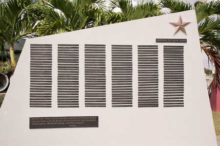 Cuban memorial for the cuban people dead during the defense of Bay of Pigs invasion against the CIA mercenary at the Giron Museum, Giron, Cubaのeditorial素材