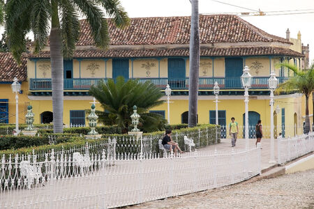 The Casa de Aldeman Ortiz at the Plaza Maior, Trinidad, Cuba. The house shows many features of the colonial houses in Trinidad.のeditorial素材