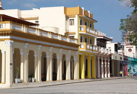 Architecture details along the colonial street in Bayamo, Cubaのeditorial素材