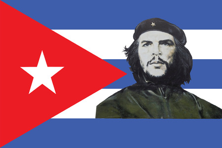 Cuban flag and Che Guevaraのeditorial素材