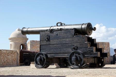 Cannon at the Castillo del Morro, Morro Castle, at the Santiago de Cuba, Cubaのeditorial素材