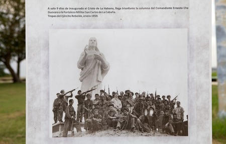 The historic photography of Che Guevara soldiers at the feet of the Christ of Havana,  the large...