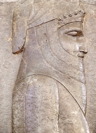 Human head from a frieze of tale from the Apadana Palace at the Persepolis, the capital of the Achaemenid Empire, 550-330 BC, Iranのeditorial素材