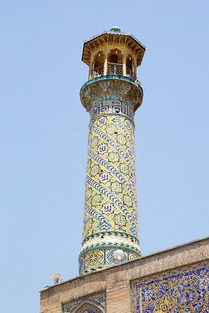 Imam Khomeini Mosque minaret, Tehran, Iran  The mosque is inside the bazaar and it is one of the largest and busiest in Tehranの写真素材