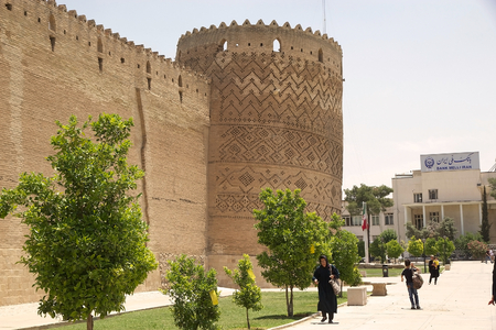 Tower and wall of the Arg of Karim Khan fortress  The Arg of Karim Khan is a citadel in Shiraz, Iran  The medieval fortress was built as part of a complex during the Zand dinastyのeditorial素材