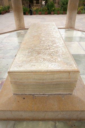 The tomb of Hafez at the Memorial of Hafez, Shiraz, Iran  Hafez was one of the major persian poets of the medieval period  He was born in Shiraz in 1315 and died there in 1390  This is a place of pilgrimage for iranian people のeditorial素材