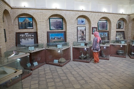 Tourist is visiting the Yazd Water Museum, Yazd, Iran  In 2000 the museum opened it features of water storage vessels and historical technologies,related to water のeditorial素材