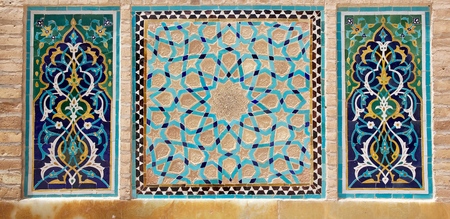 Deatils of the mosaic at the Jame Mosque of Yazdの写真素材
