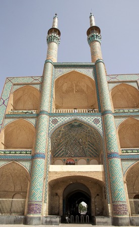 The facade of the Amir Chakhmaq Mosque complex at Yadz, Iran  の写真素材