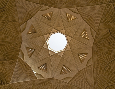 Architecture details of the ceiling of the historic caravanserai at Meybod, Iran  A caravanserai was a roadside inn where travelers could rest and recover from the day journay  Caravanserai supported the flow of commerce and people accross the network of のeditorial素材