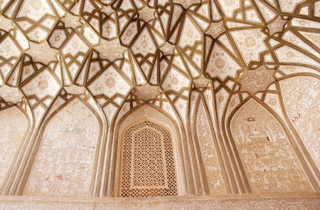 Architecture details of Pirnia house, the ancient desert house of the Safavid period converted in an ethnographic moseum in 1994, Nain, Iran  のeditorial素材