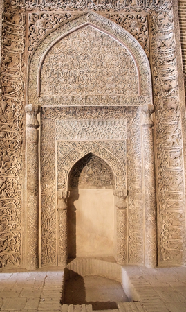 Architecture details at the Jameh Mosque of Isfahan, Iran. の写真素材