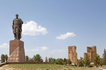 Timur monument with the Ak Sarai, the Timurの写真素材