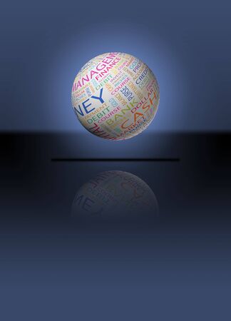 Sphere with economy concepts and reflectionの写真素材