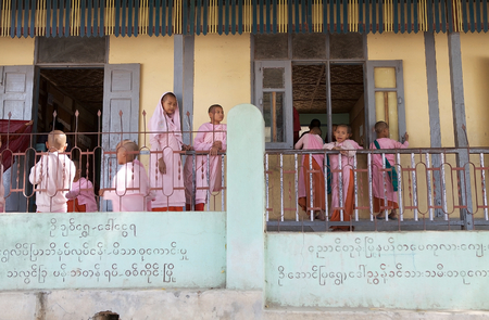 Children are attending the religious school,buddhist, in Mandalay, Myanmar. のeditorial素材