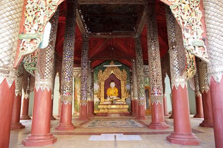 Architecture details of one small temple at the Shwezigon Pagoda, Nyaung U village, Bagan, Myanmar. の写真素材