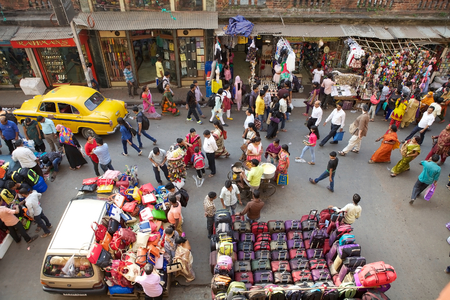 Indian people are making shopping along the Bertrand street, near the New Market, Kolkata, india. New Market is an enclosed market located in Lindsay Street. The streets around the New Market are used to be an upscale shopping areaのeditorial素材