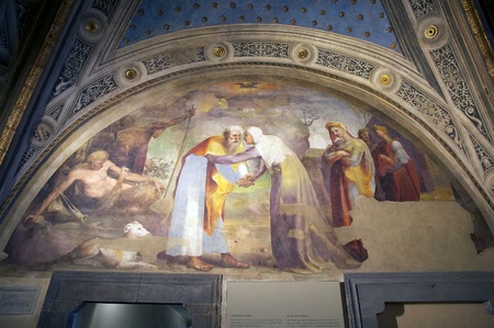 Fresco at the ancient Hospital of Santa Maria della Scala, Siena, Tuscany, Italy. Hospital of Santa Maria della Scala, now a museum, as far back as 1193 up to 18th century was an important civic hospitalのeditorial素材
