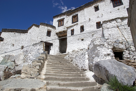 Diskit Monastery in Nubra Valley, Ladakh, India. It is the oldest monastery in Nubra Valley and it was founded in 14th Century.の写真素材