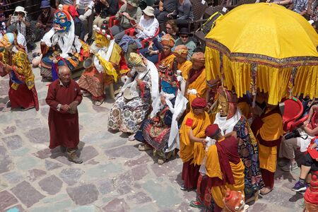 Dance Performance at the Hemis Monastery during the Hemis festival in Ladakh, India. Hemis Monastery is a Buddhist monastery existed before the 11th Century.のeditorial素材