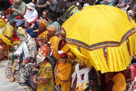 Dance Performance at the Hemis Monastery during the Hemis festival in Ladakh, India. Hemis Monastery is a Buddhist monastery existed before the 11th Century.のeditorial素材