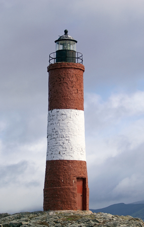 Les Eclaireurs Lighthouse at the End of the World in Beagle Channel, Argentina. The brick built lighthouse was put into service on December 23, 1920 and it is still in operation. It is also a tourist attraction.のeditorial素材