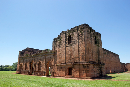 Ruins of Jesus de Tavarangue located in Itapua, Paraguay.の写真素材