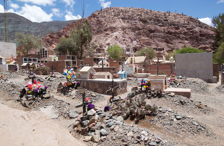 Traditional cemetery in Purmamarca, Jujuy Province, Argentina. Purmamarca is located at the Quebrada de Purmamarca considered part of the Quebrada de Humahuacaの写真素材